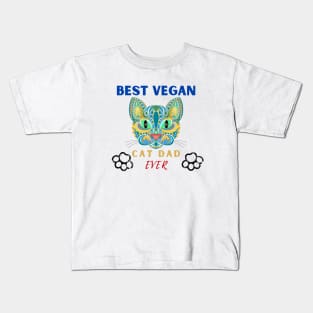 best vegan cat dad ever Kids T-Shirt